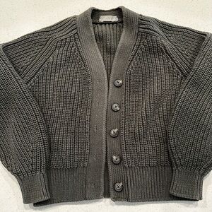 Everlane The Texture Cotton Cardigan Dark Olive M